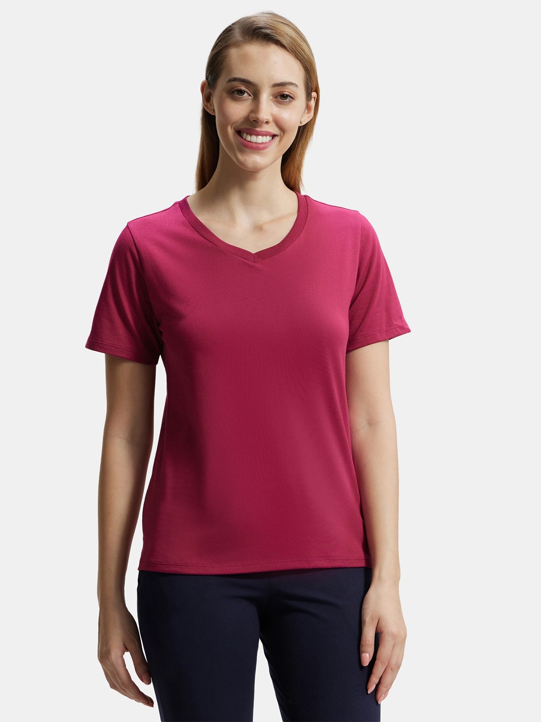 

Jockey Super Combed Cotton Rich Fabric Relaxed Fit T-shirt-AW89, Red