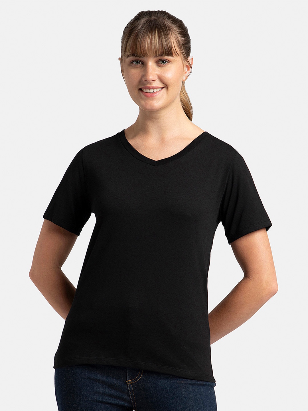 

Jockey Super Combed Cotton Rich Fabric Relaxed Fit T-shirt-AW89, Black