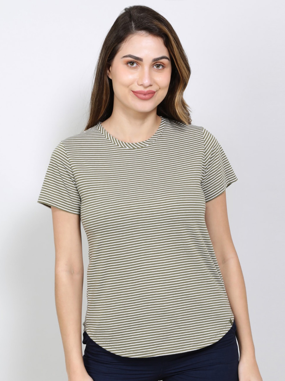 

Jockey Striped Cotton Relaxed Fit T-shirt, Olive