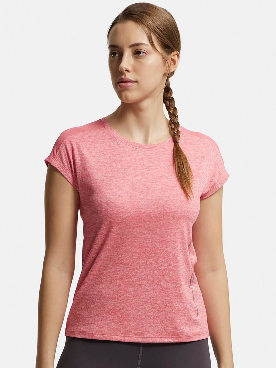 

Jockey Round Neck Extended Sleeves Antimicrobial T-shirt, Coral