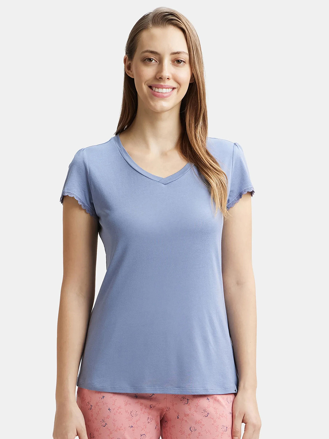 

Jockey V-Neck Micro Modal Cotton Relaxed Fit T-shirt, Blue