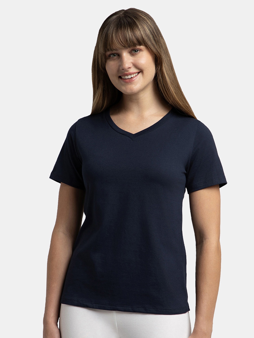 

Jockey Super Combed Cotton Rich Fabric Relaxed Fit T-shirt-AW89, Navy blue