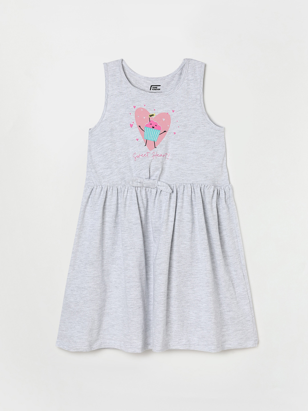 

Fame Forever by Lifestyle Girls Print A-Line Dress, Grey melange
