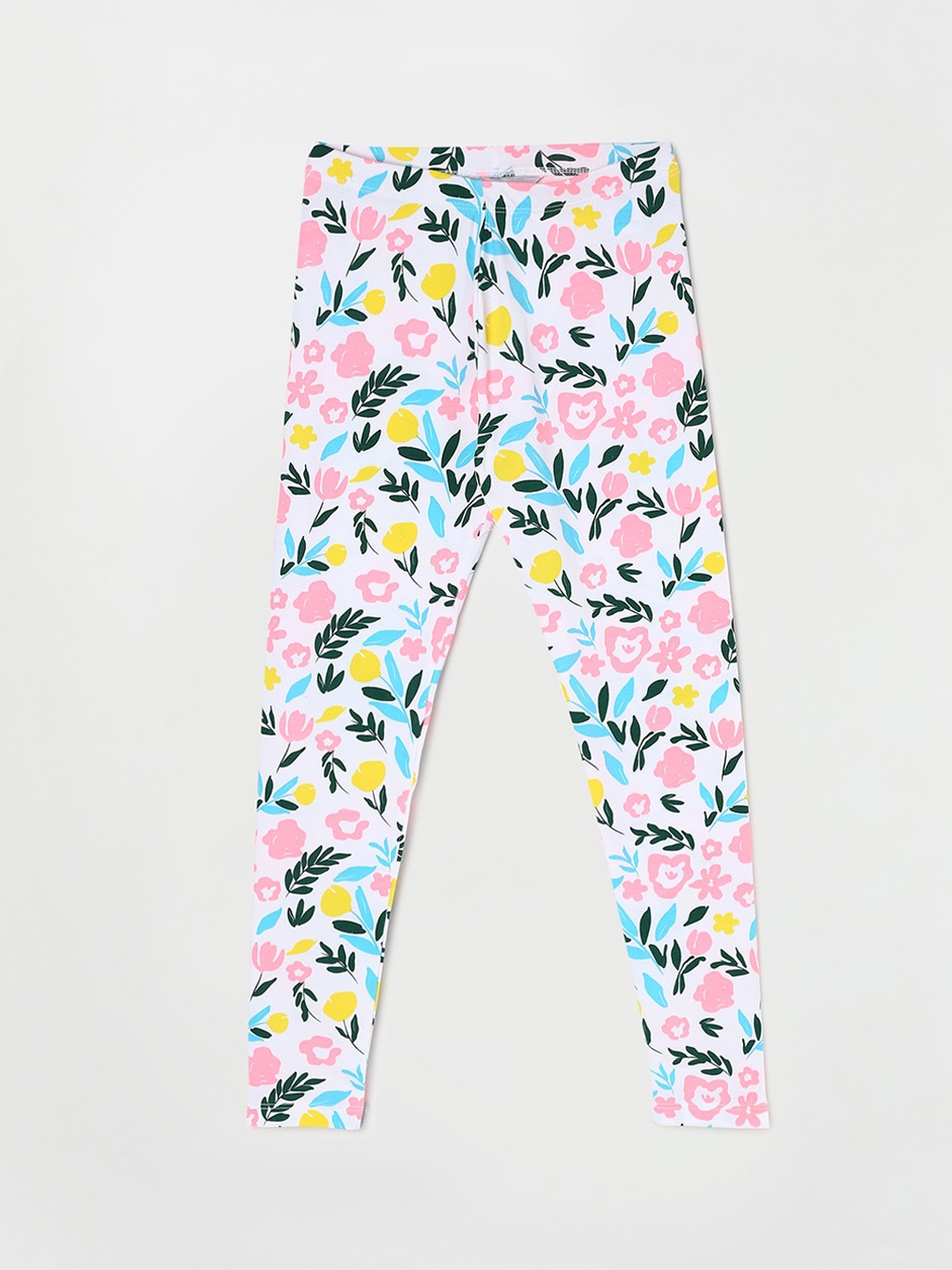 

Fame Forever by Lifestyle Girls Printed Cotton Lyra Ankle-Length Leggings, White