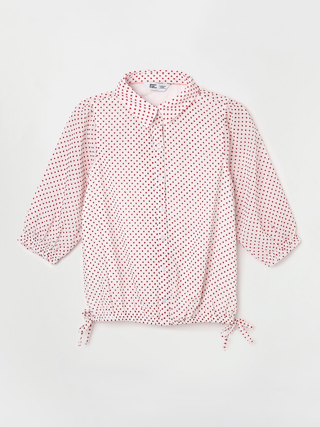 

Fame Forever by Lifestyle Polka Dots Printed Puff Sleeve Shirt Style Top, Pink