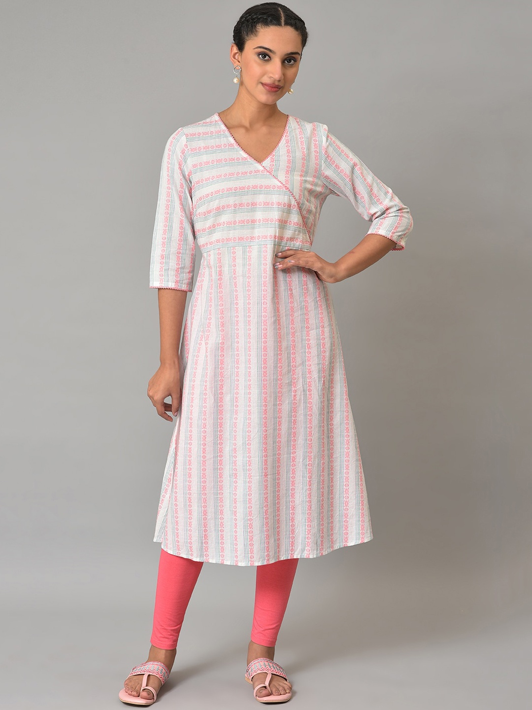 

AURELIA Geometric Print Kurta, White