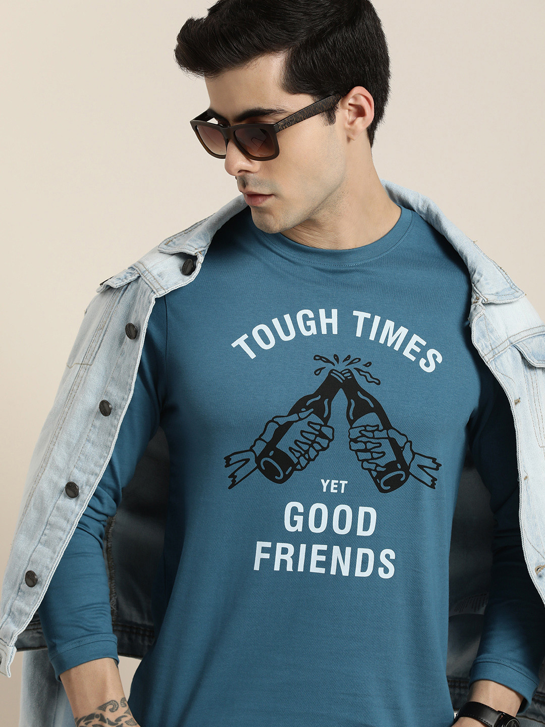 

Difference of Opinion Pure Cotton Printed T-shirt, Blue