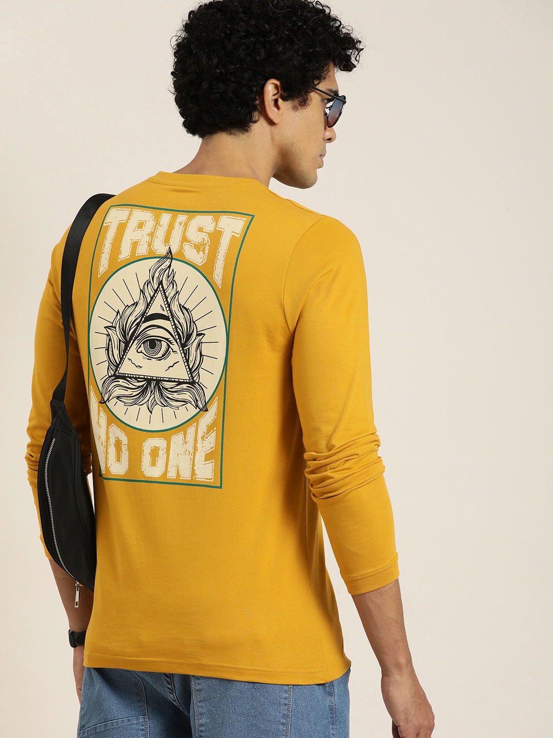 

DILLINGER Men Graphic Printed Pure Cotton T-shirt, Mustard