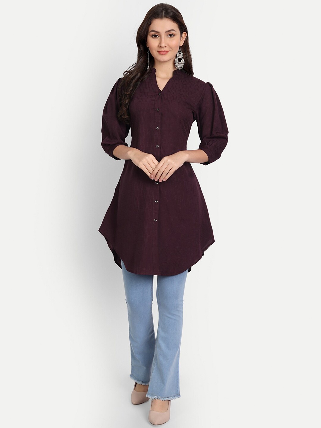 

Rudraaksha Creations Mandarin Collar Tunic, Maroon