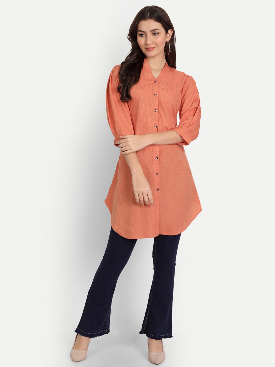 

Rudraaksha Creations Mandarin Collar Tunic, Orange