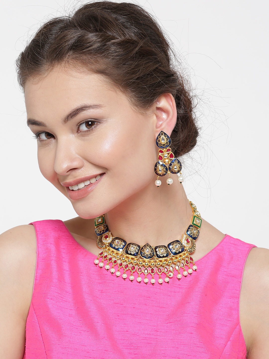 

YouBella Multicoloured Stone-Studded Beaded Jewellery Set, Multi