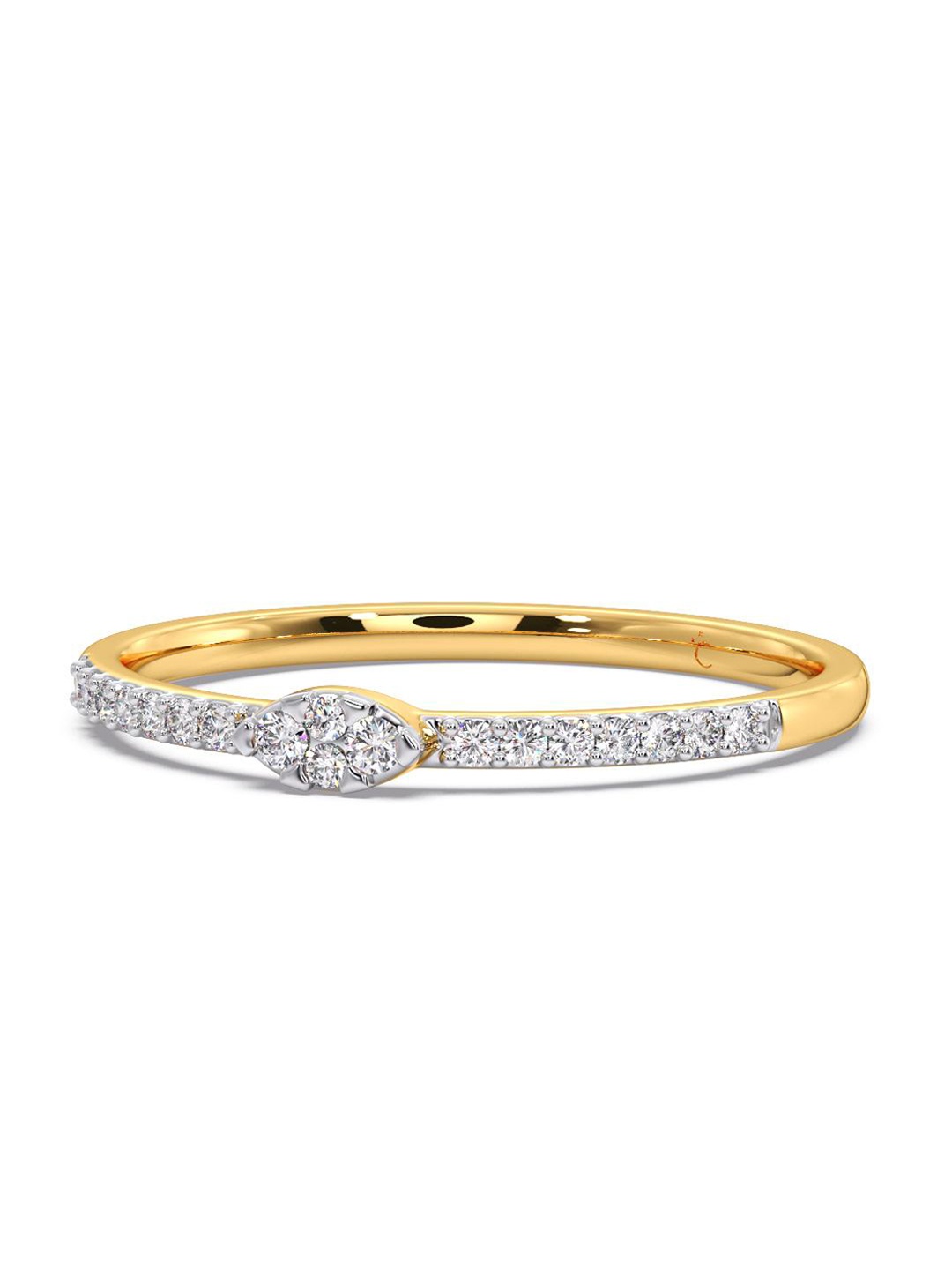 

CANDERE A KALYAN JEWELLERS COMPANY 18K BIS Hallmark Yellow Gold & Certified Diamond-Studded Finger Ring