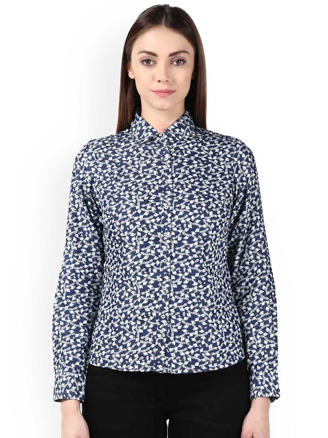 

Park Avenue Women White Printed Shirt Style Pure Cotton Top