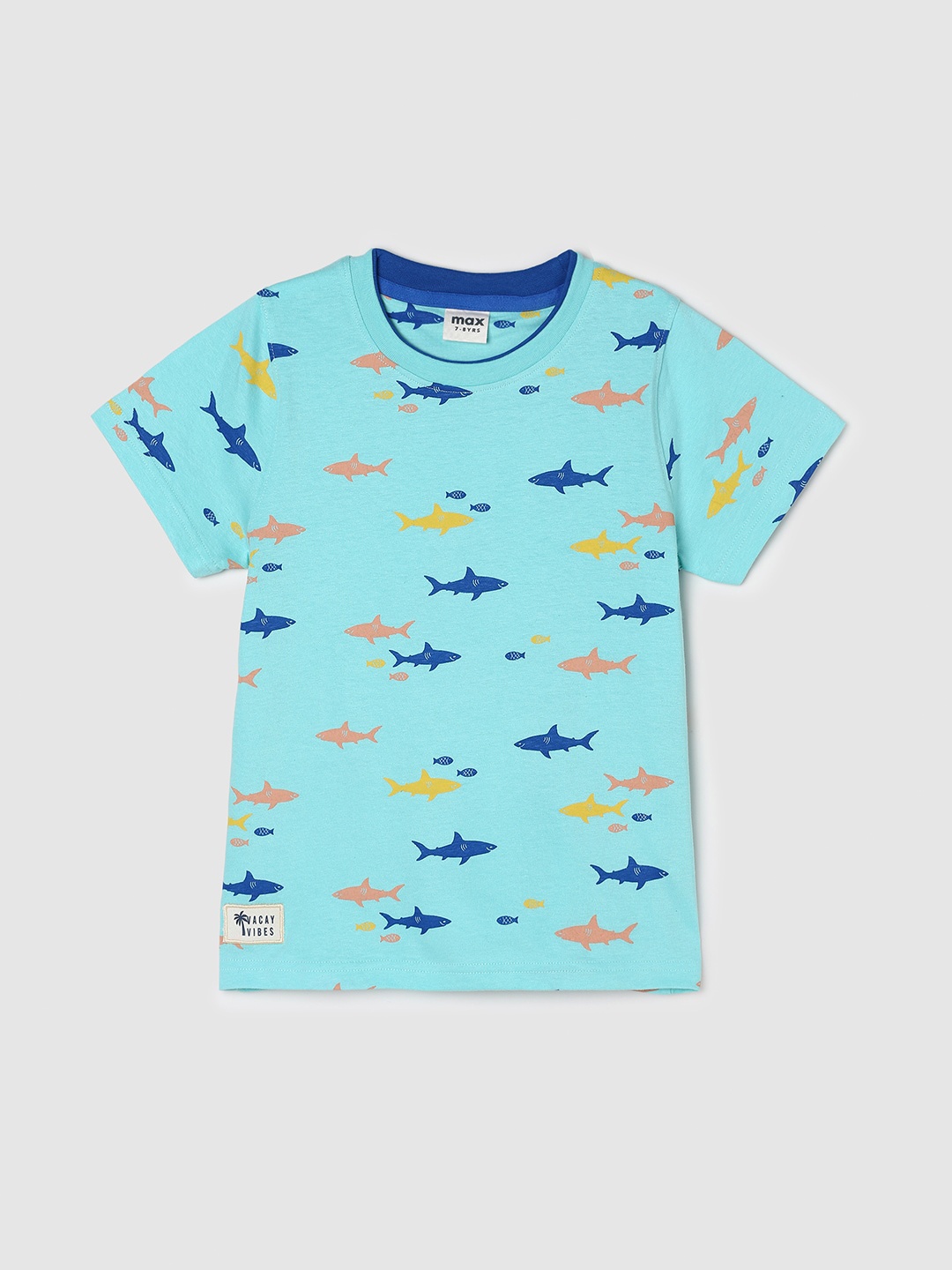 

max Boys Conversational Printed Pure Cotton T-shirt, Blue