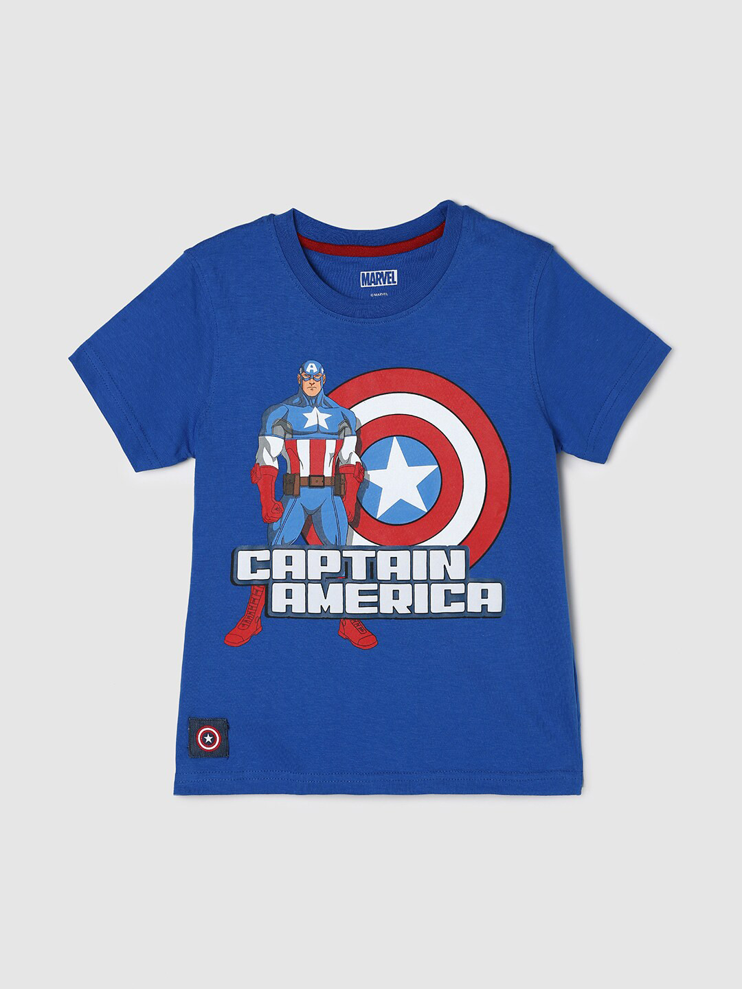 

max Boys Captain America Printed Pure Cotton T-shirt, Blue