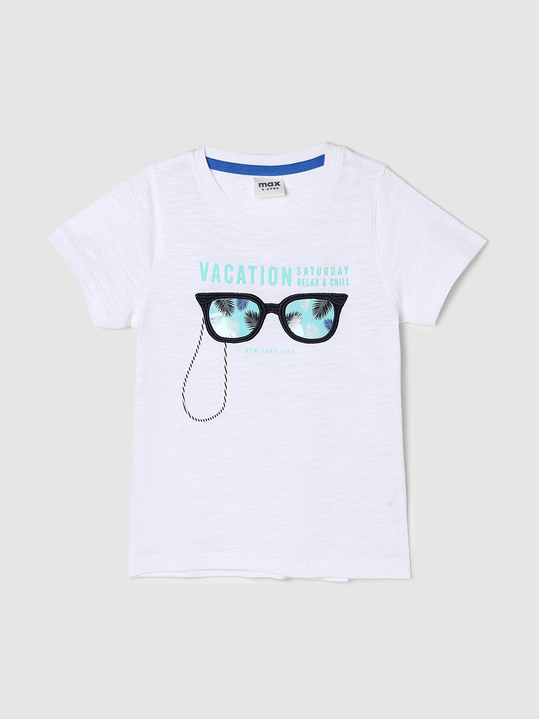 

max Boys Graphic Printed Pure Cotton T-shirt, White