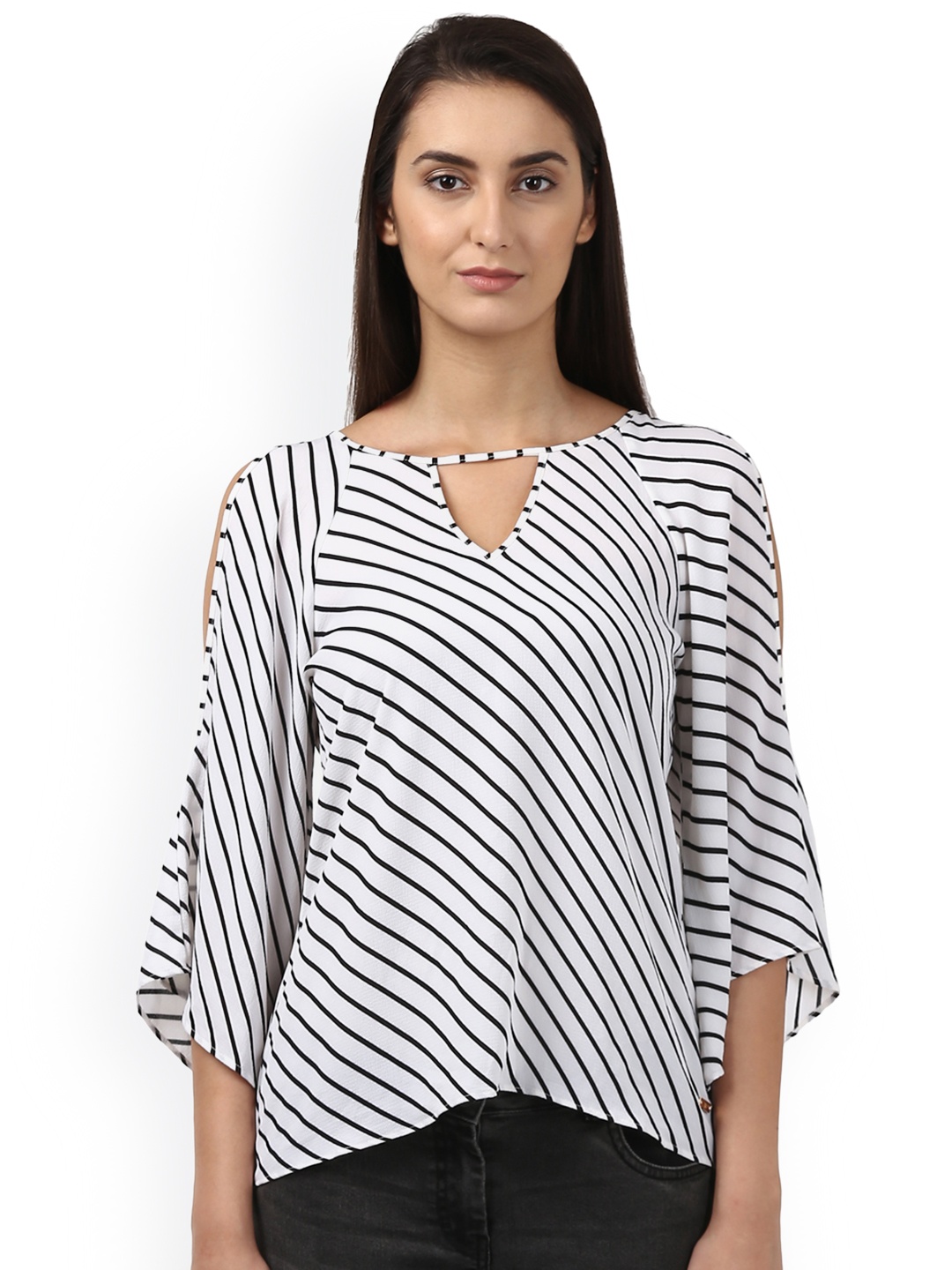 

Park Avenue Women Black Striped A-Line Top
