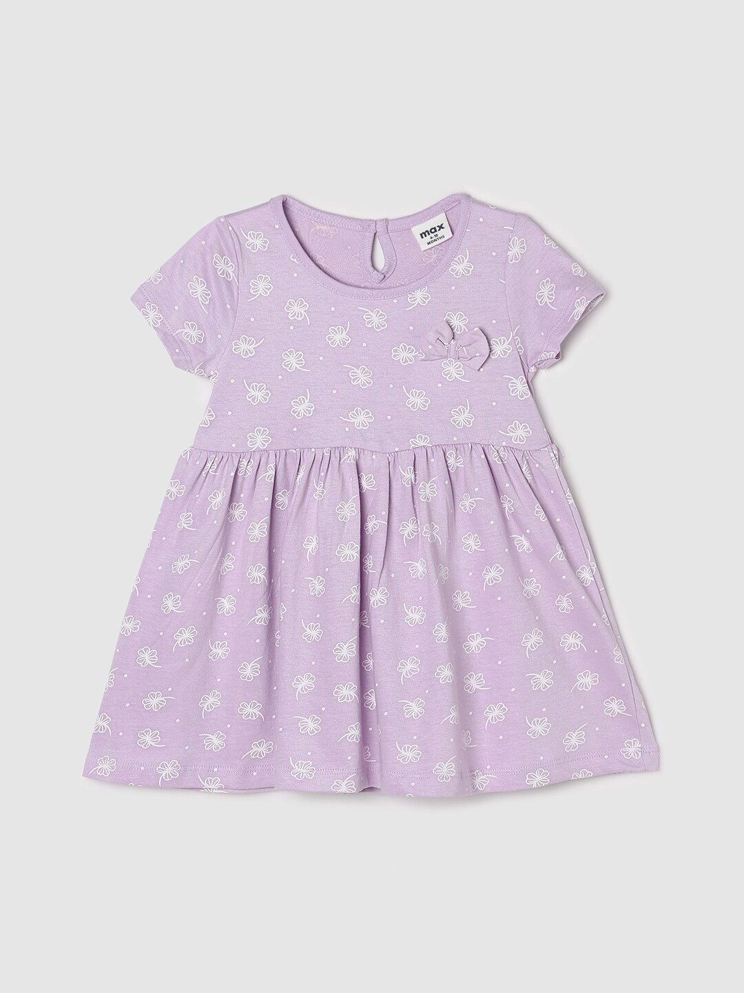 

max Infant Girls Print A-Line Dress, Purple