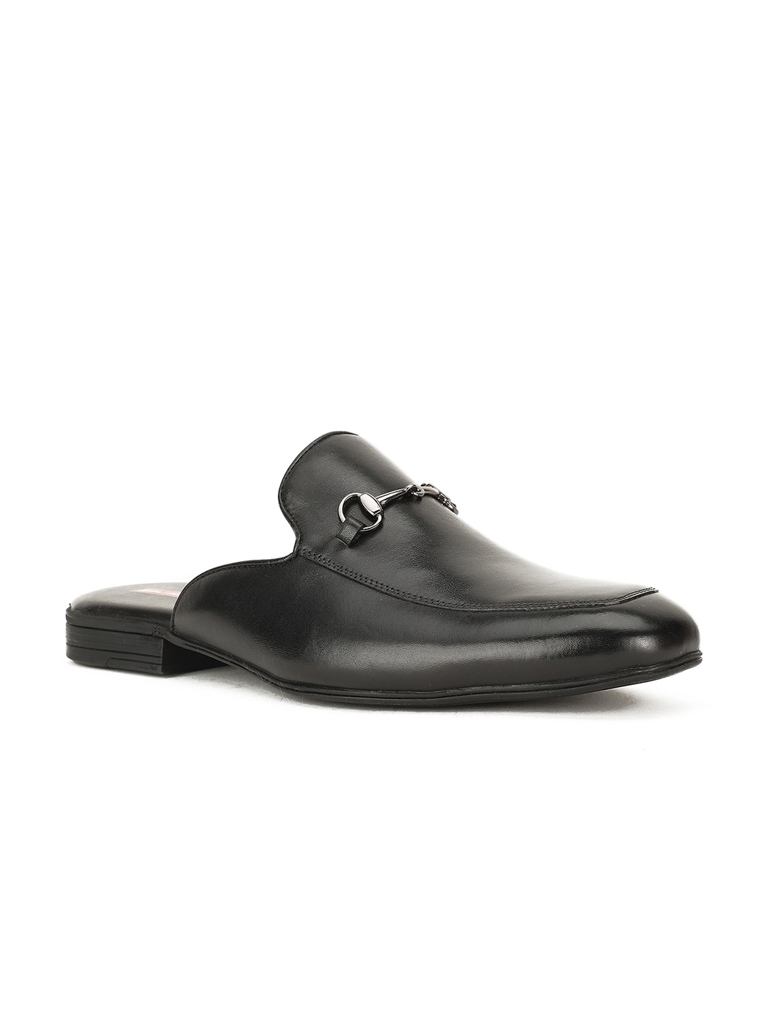 

Bata Men Buckled Leather Mules, Black