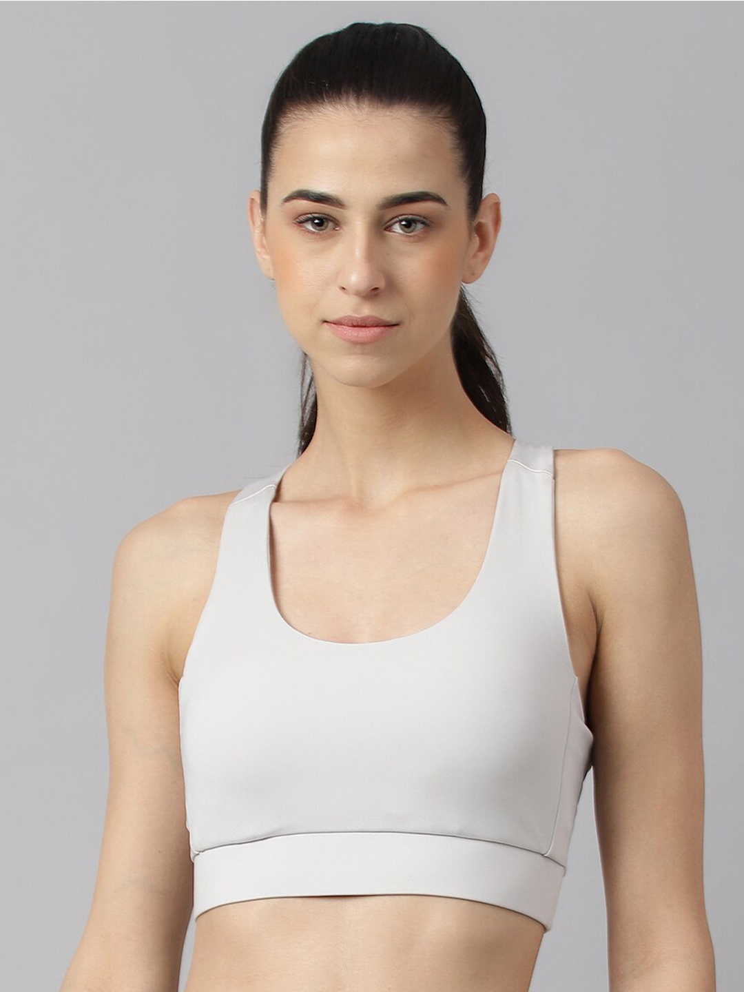 

Alcis Women DryTech Slim-Fit Low-Impact Sports Bra, Grey