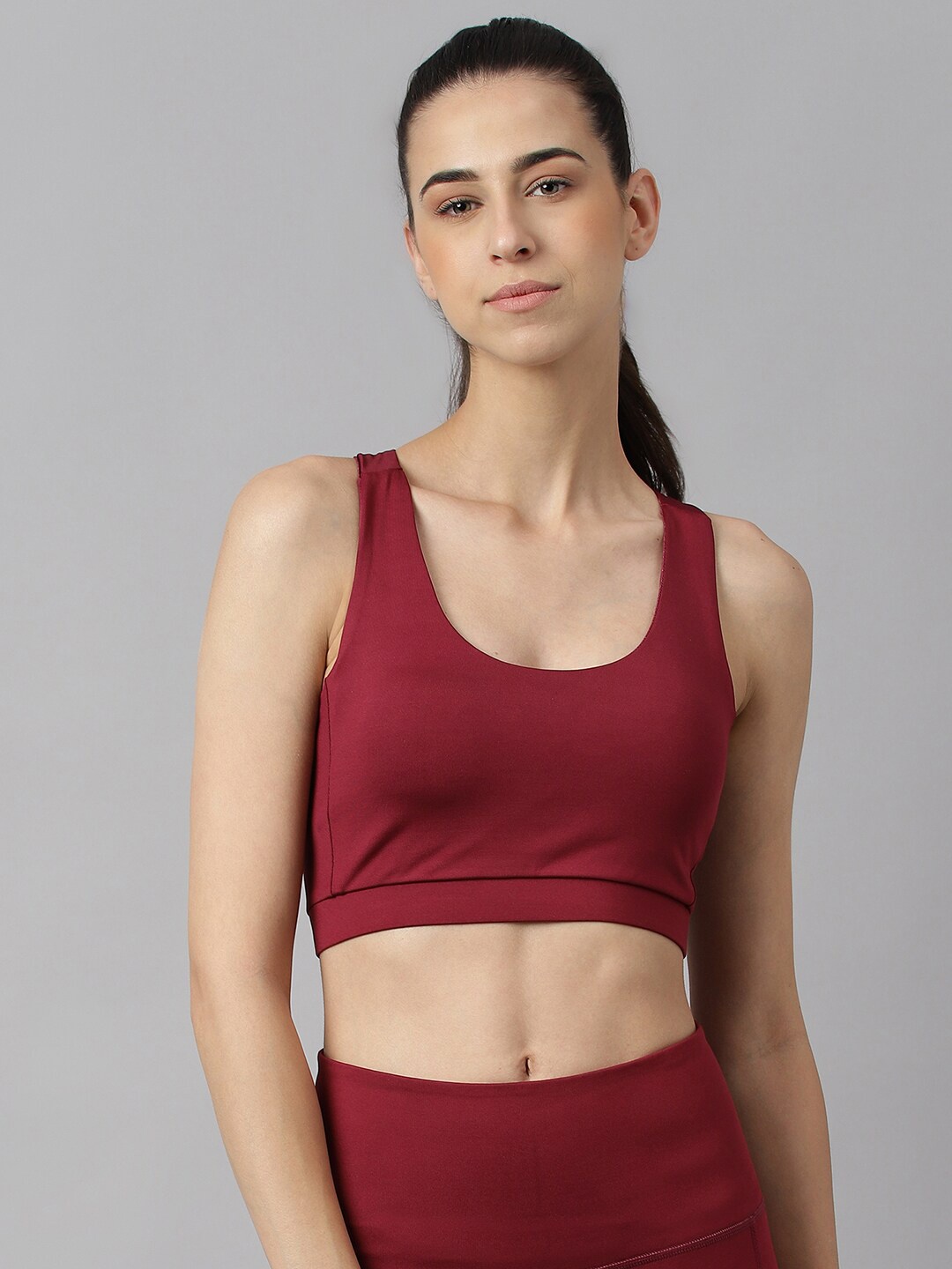 

Alcis Women DryTech Slim-Fit Low-Impact Sports Bra, Red