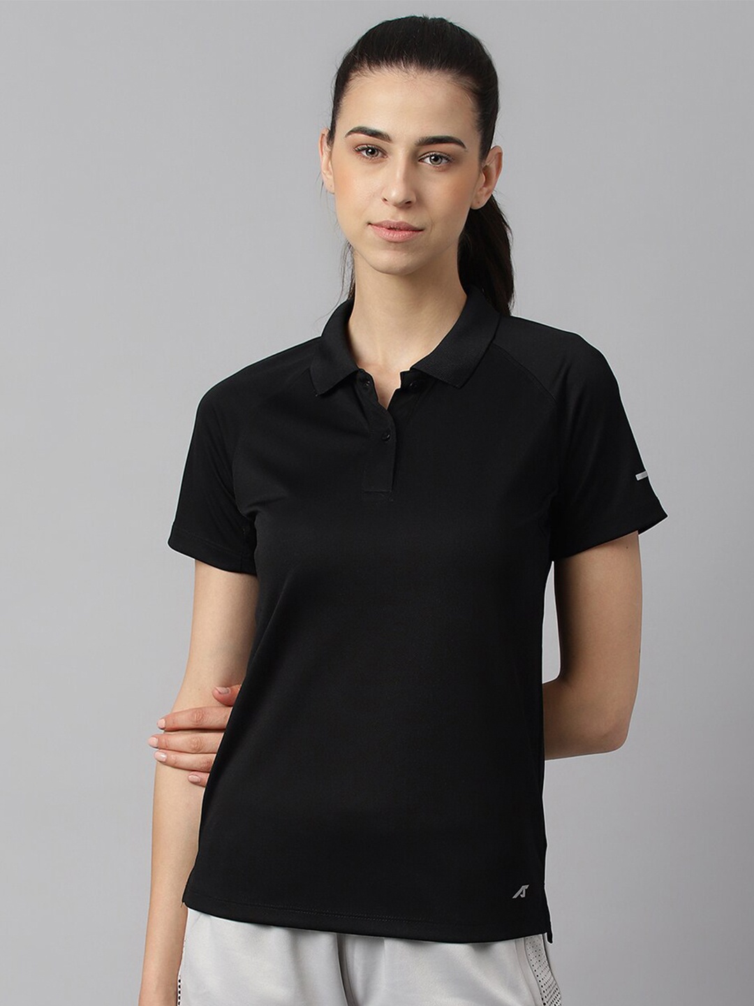 

Alcis Women Tech-Fit Anti-Static Soft-Touch Slim-Fit Training Polo T-Shirt, Black