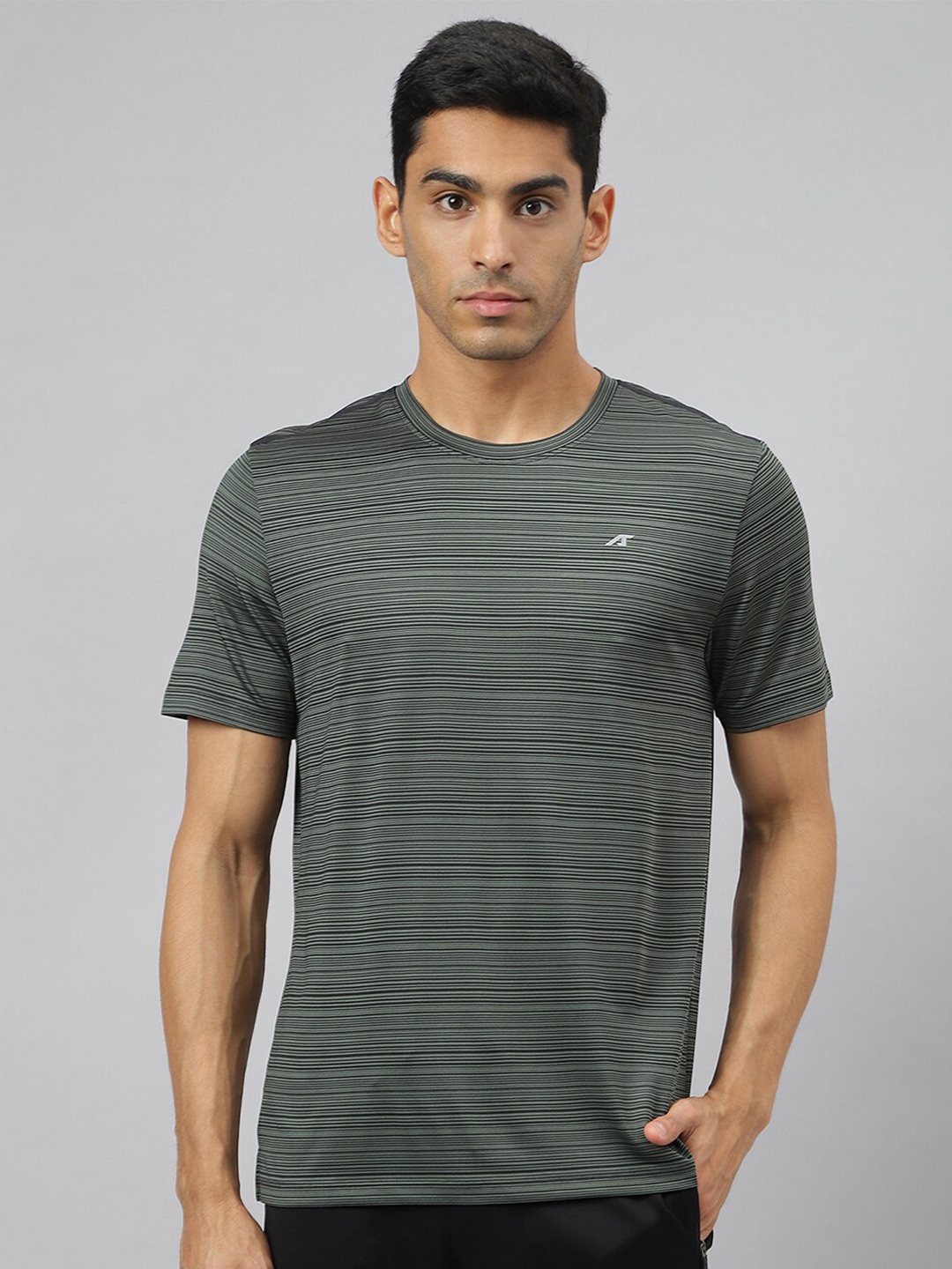 

Alcis Men Stretch-X Anti-Static Slim-Fit Round Neck Running T-Shirt, Green