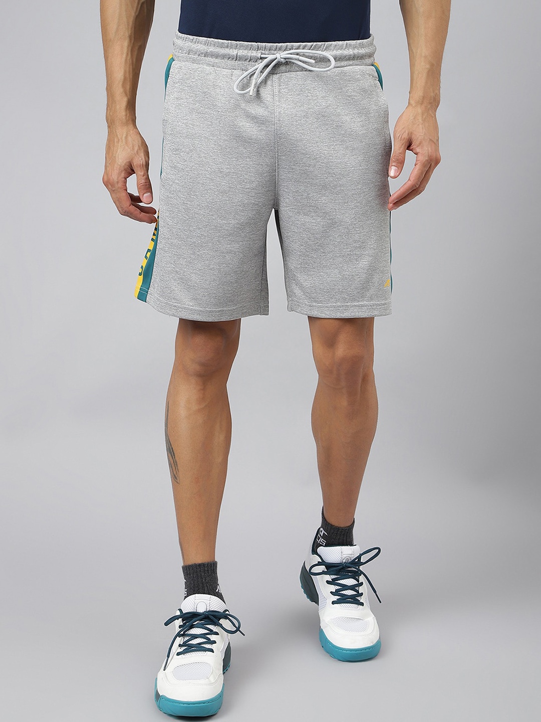 Alcis Men Graphic Print Soft-Touch Slim-Fit Athleisure Shorts, Grey melange