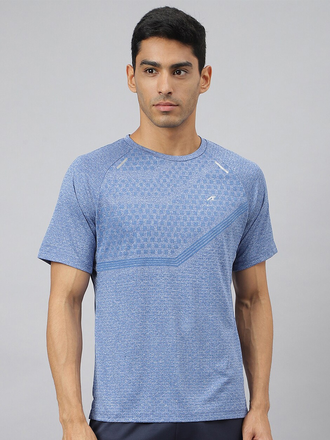 

Alcis Men Heather Anti-Static Slim-Fit Round Neck Distance Running T-Shirt, Blue