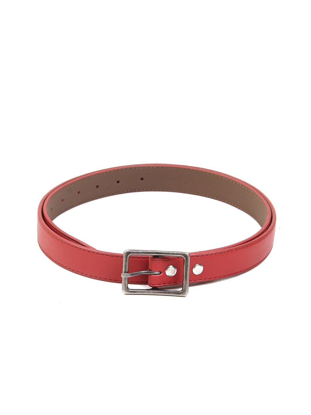 

Calvadoss Women Textured Leather Belt, Red