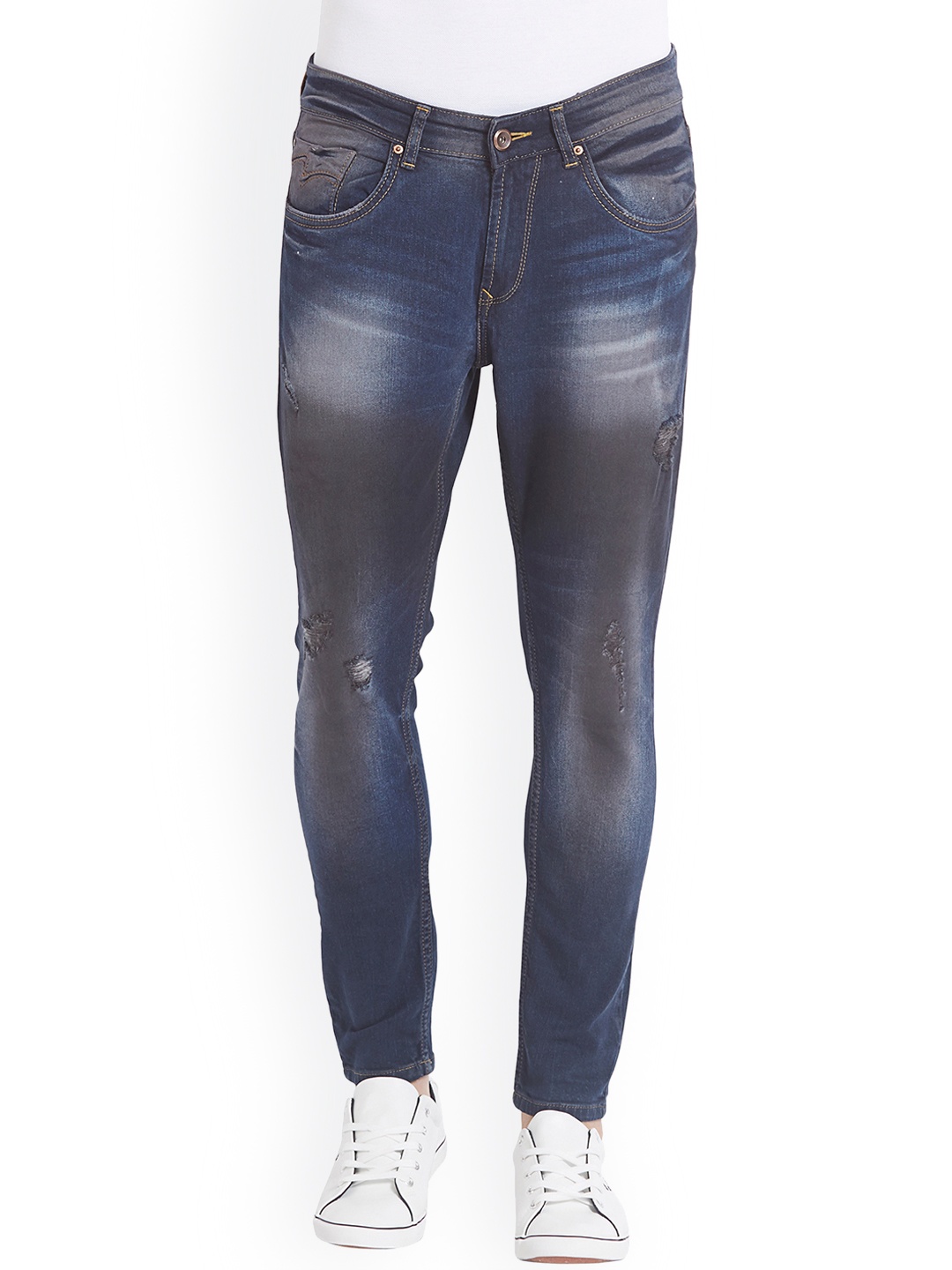 

SPYKAR Men Blue Slim Fit Low-Rise Mildly Distressed Jeans