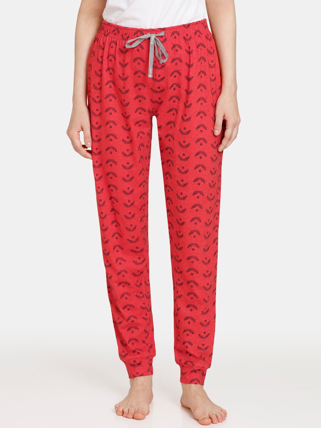 

Rosaline by Zivame Women Printed Mid-Rise Jogger, Red