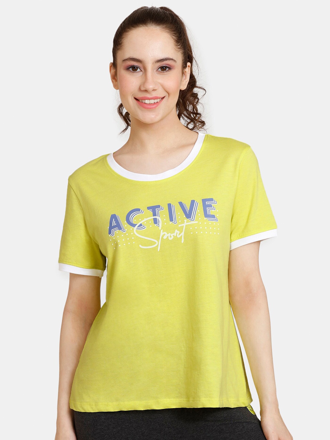 

Rosaline by Zivame Typography Printed Cotton T-Shirt, Green