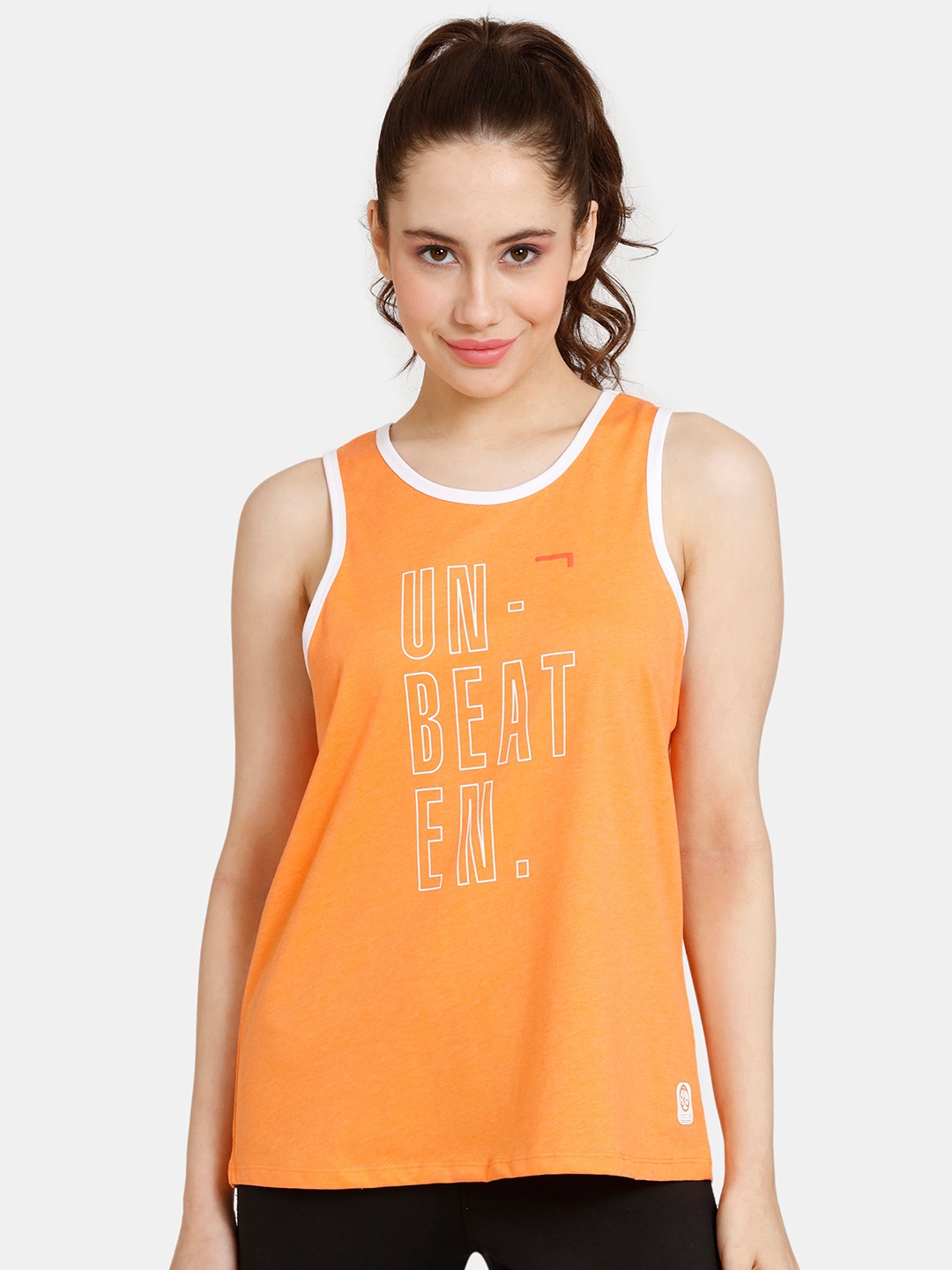 

Rosaline by Zivame Typography Print Cotton Tank Top, Orange