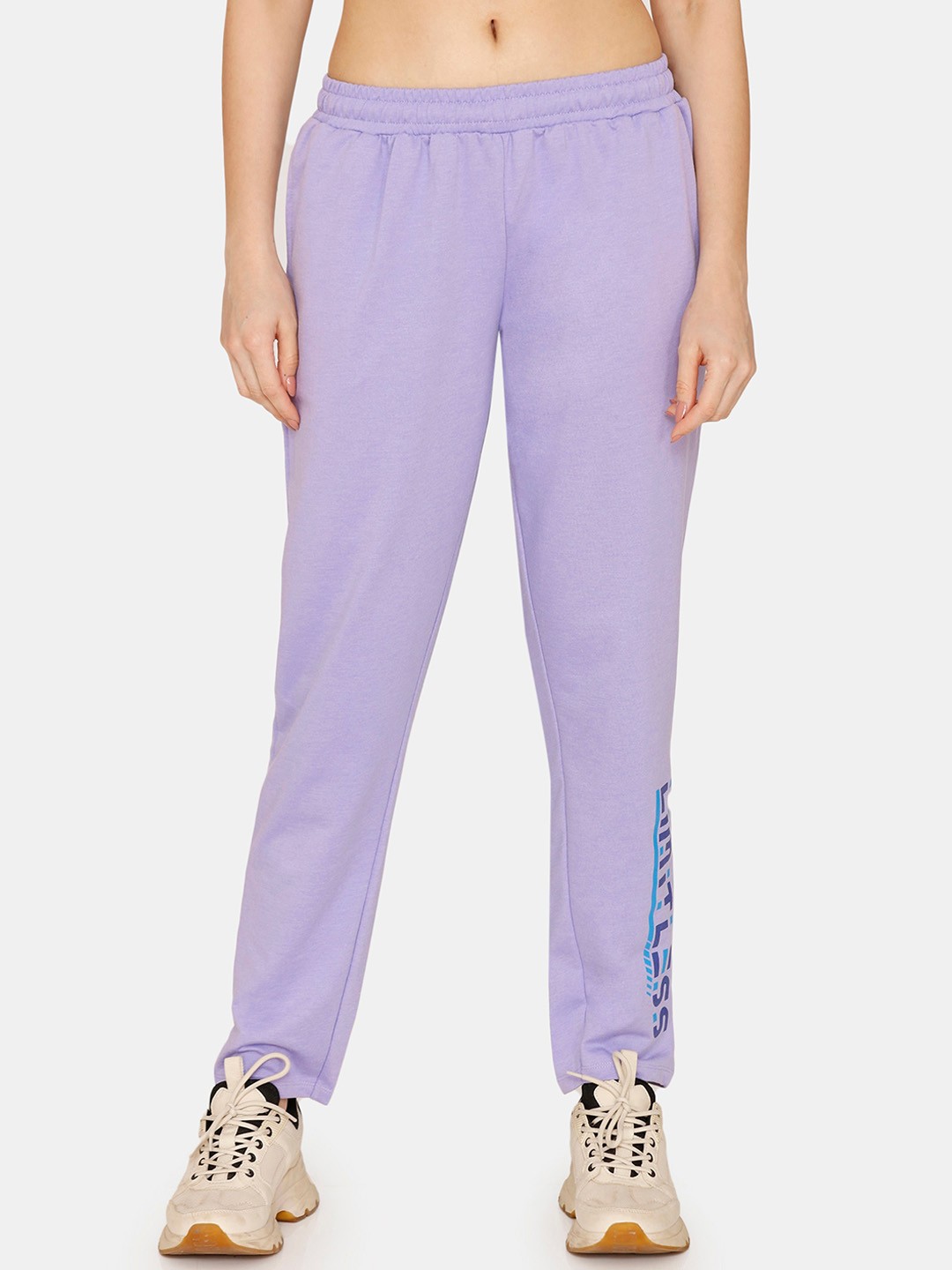 

Rosaline by Zivame Women Printed Cotton Training or Gym Track Pants, Purple
