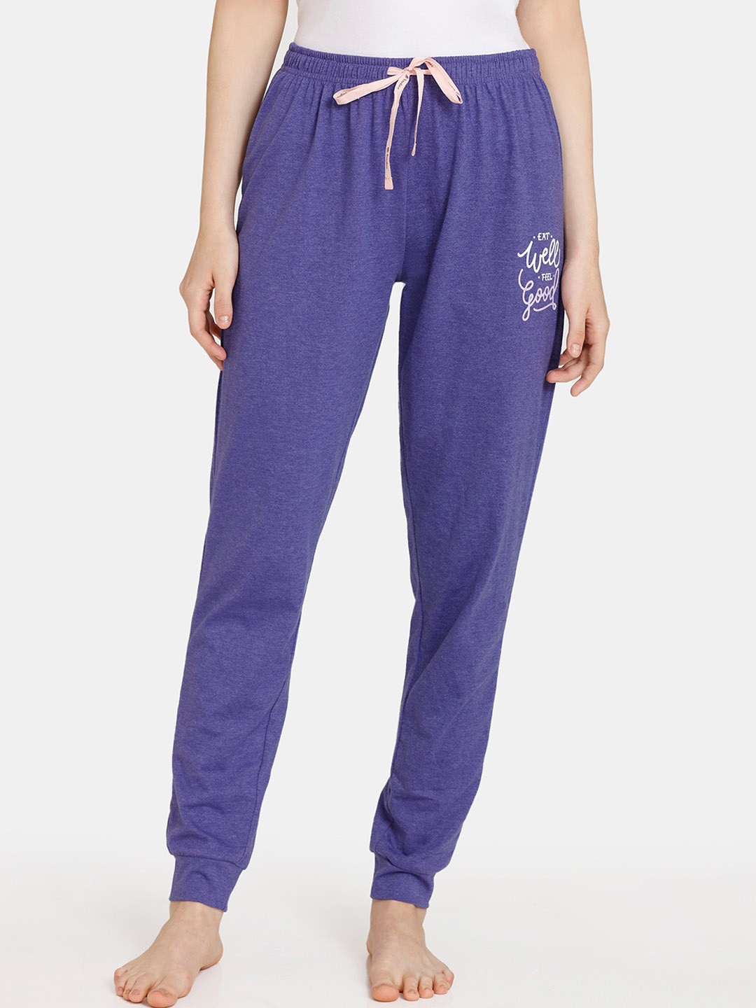 

Rosaline by Zivame Women Reclaimed Nature Knit Mid-Rise Lounge Pants, Purple