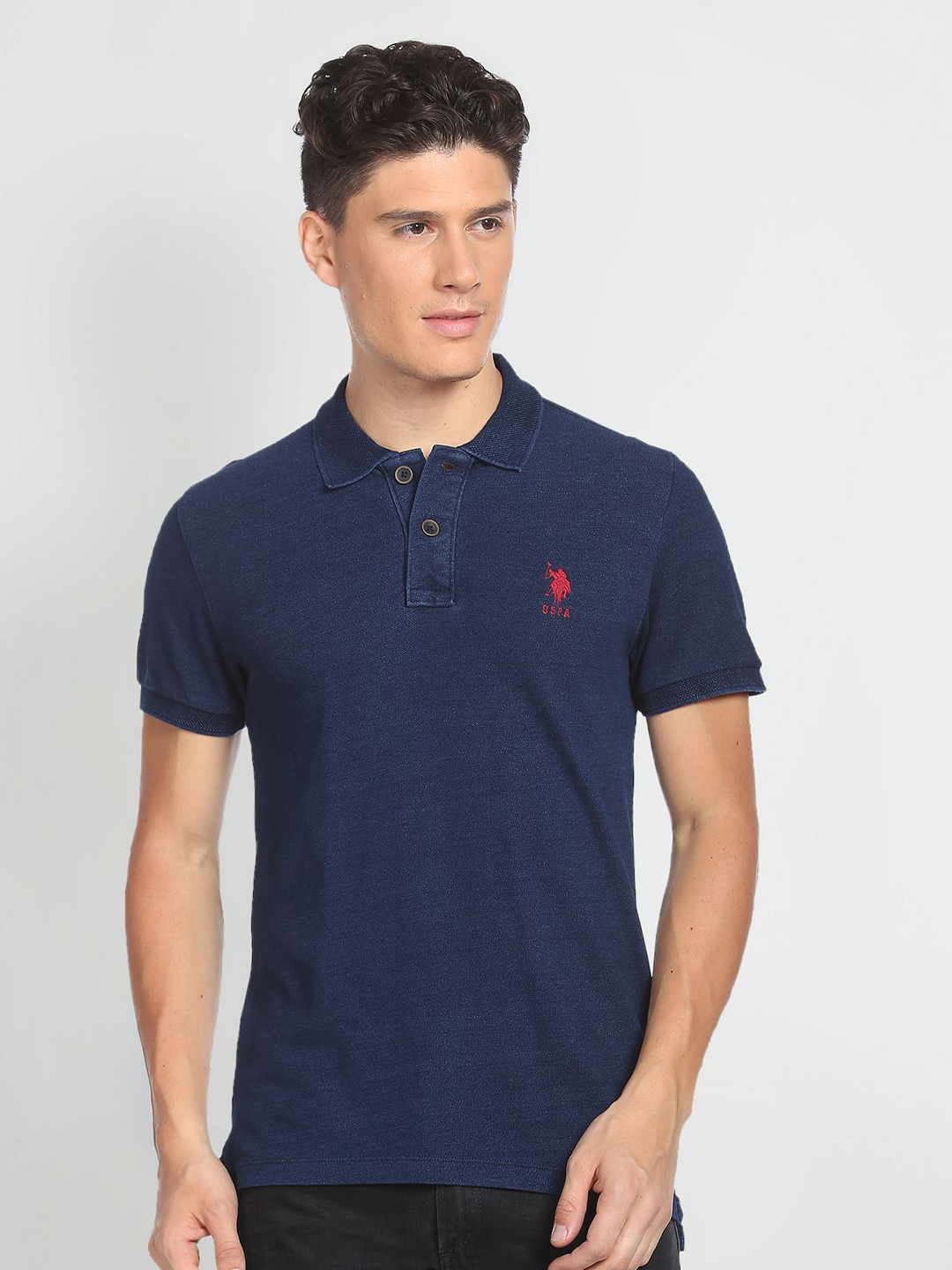 

U.S. Polo Assn. Denim Co. Indigo Polo Collar Comfort Pure Cotton T-shirt, Navy blue