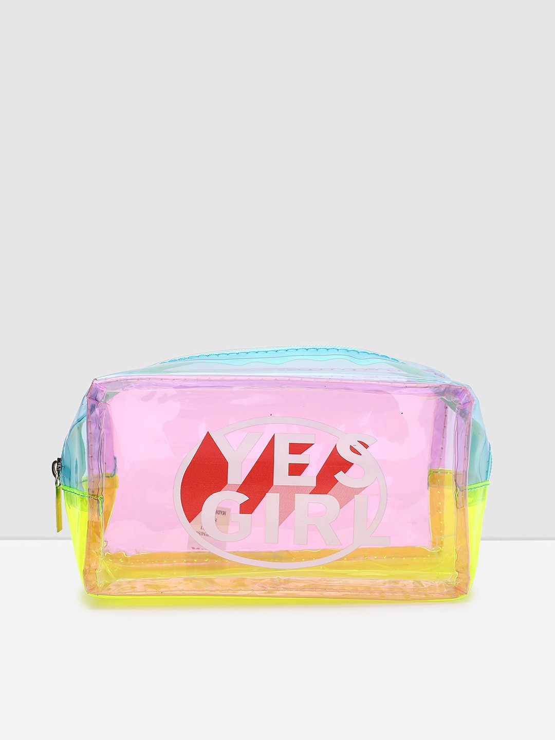 

max Women Typography Printed PVC Travel Pouch, Pink