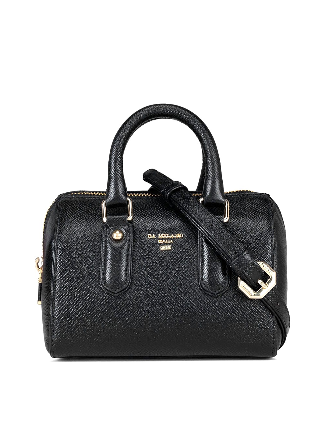 

Da Milano Leather Bowling Handheld Bag, Black
