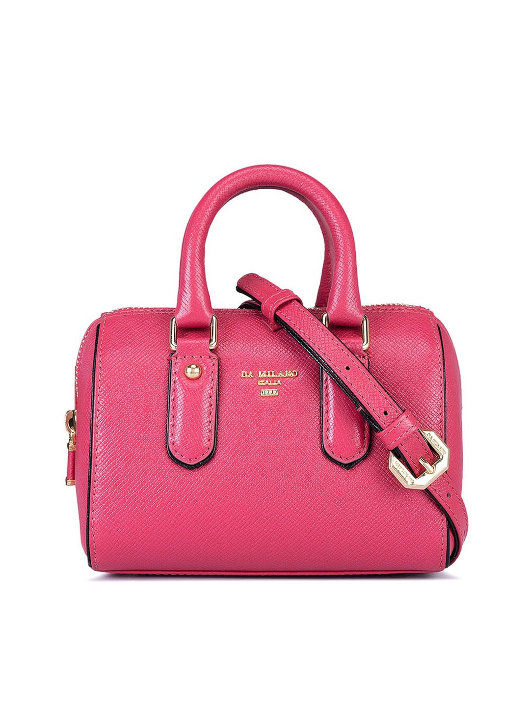 

Da Milano Textured Leather Structured Handheld Bag, Pink