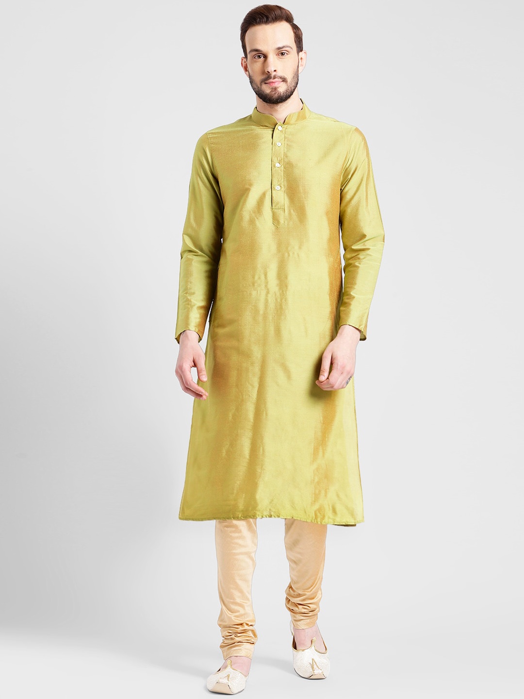 

KISAH Mandarin Collar Straight Kurta with Churidar, Green