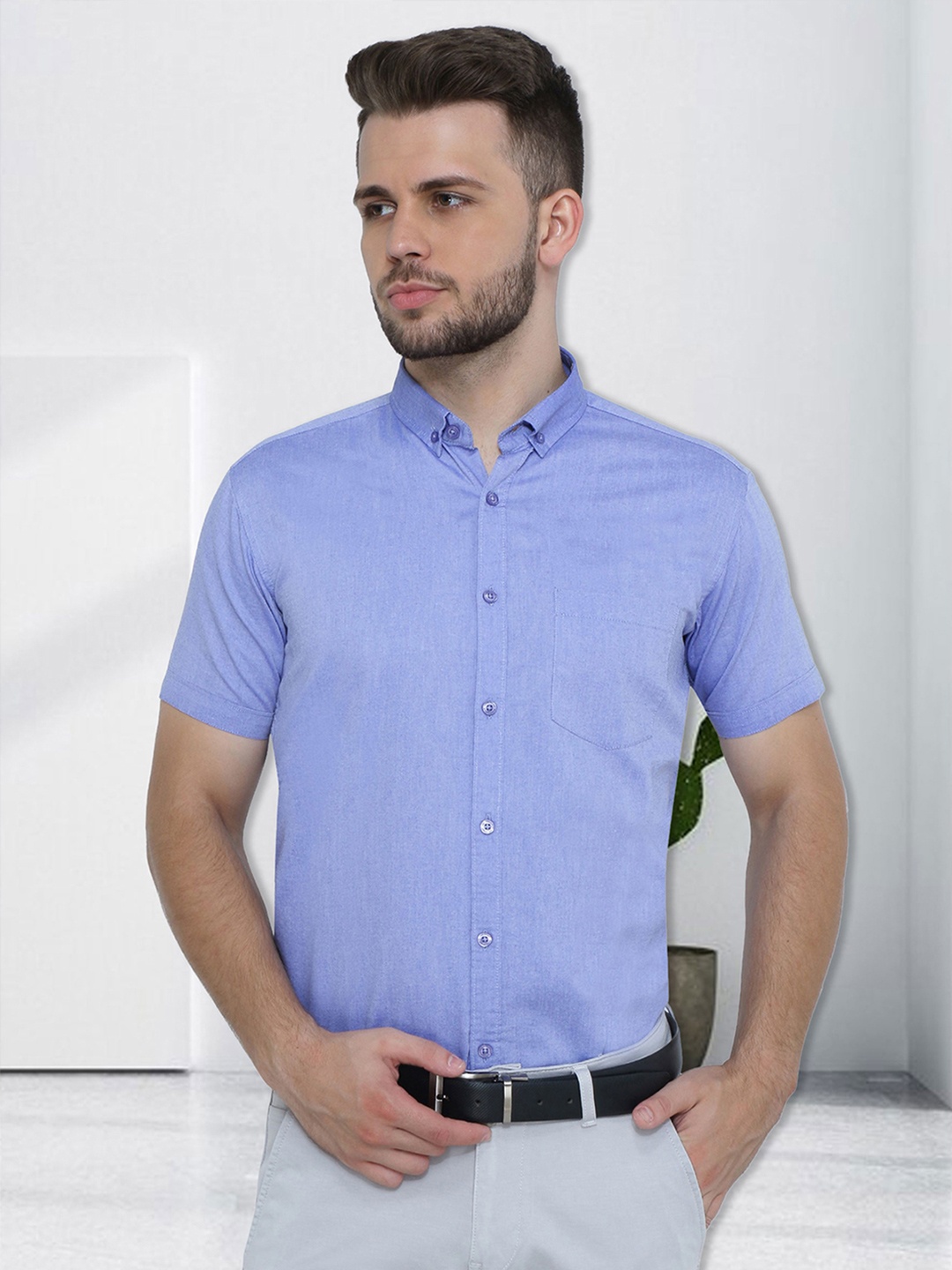 

Kuons Avenue Smart Tailored Fit Oxford Cotton Formal Shirt, Navy blue