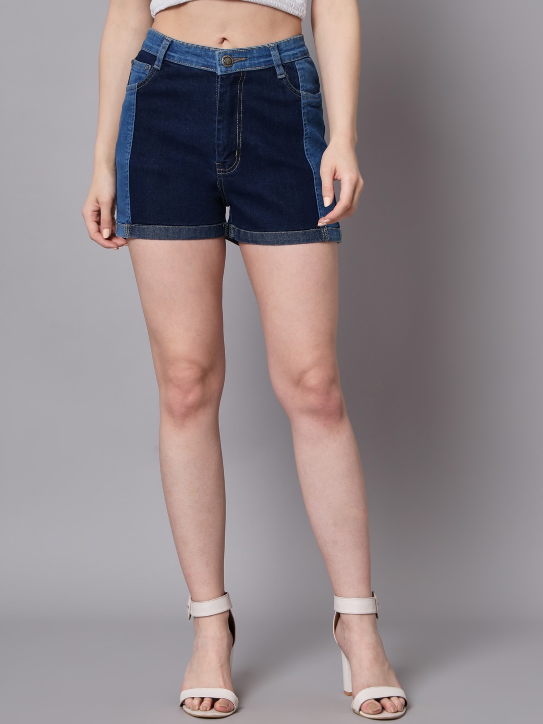 

The Dry State Women Skinny Fit High-Rise Denim Denim Shorts, Blue