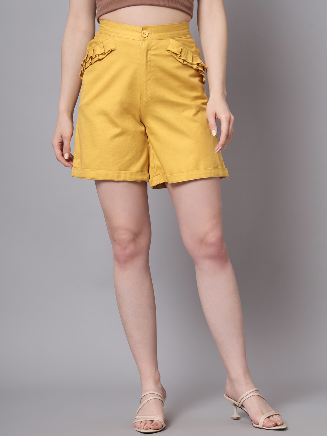 

The Dry State Women Loose Fit High-Rise Shorts, Yellow