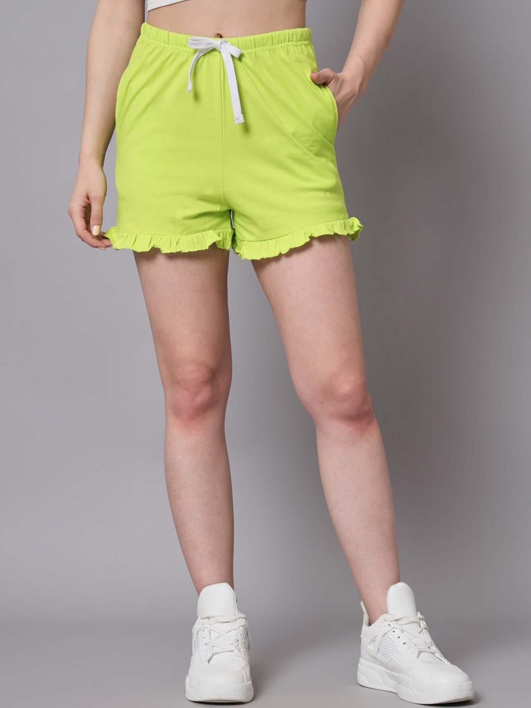

The Dry State Women Mid-Rise Shorts, Lime green