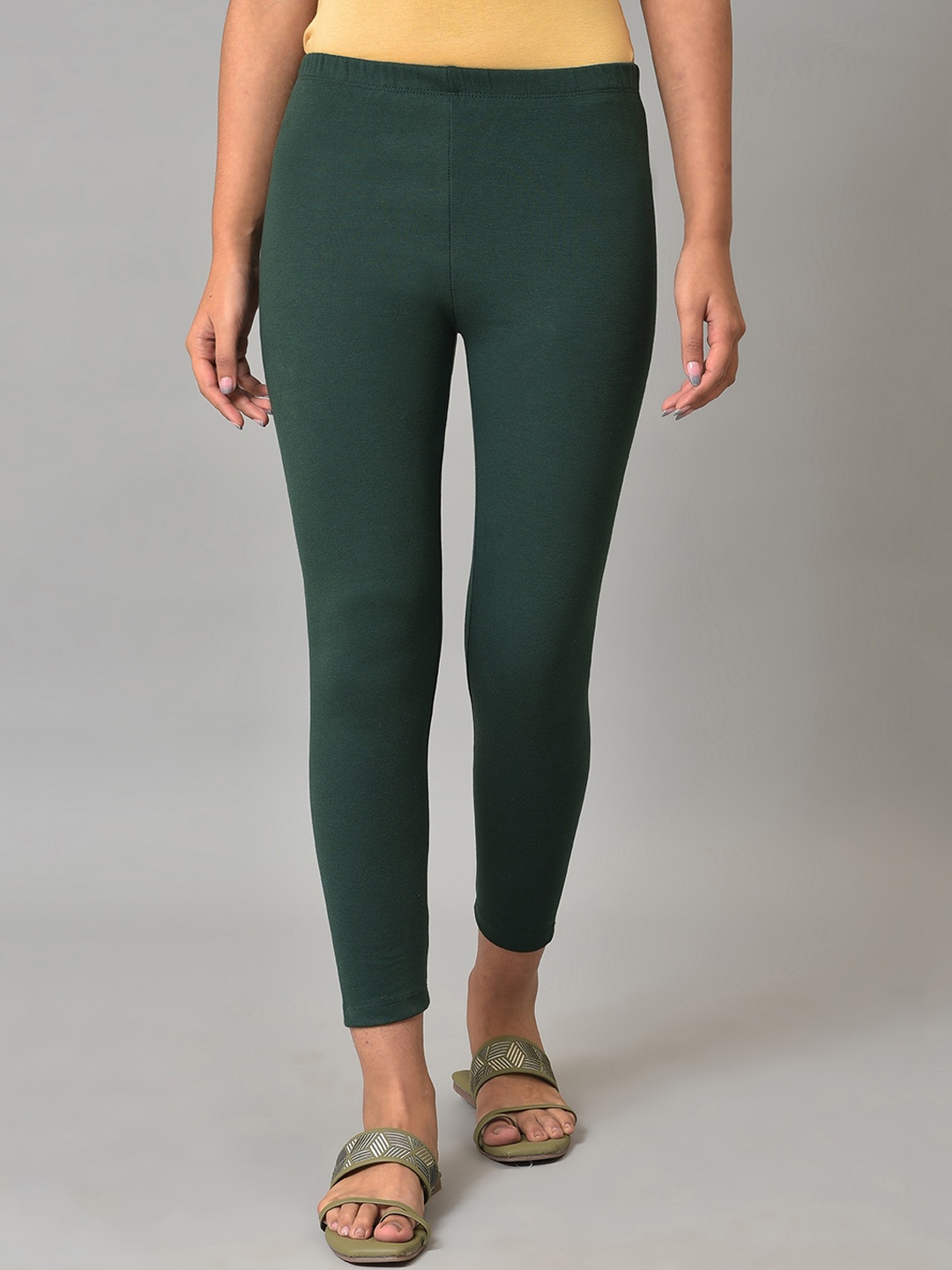 

AURELIA Ankle Length Mid-Rise Leggings, Olive