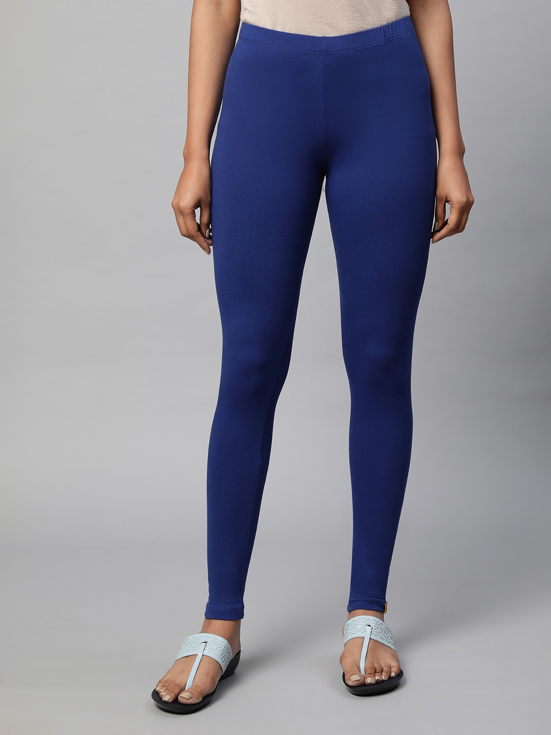

AURELIA Cotton Lycra Ankle Length Leggings, Blue