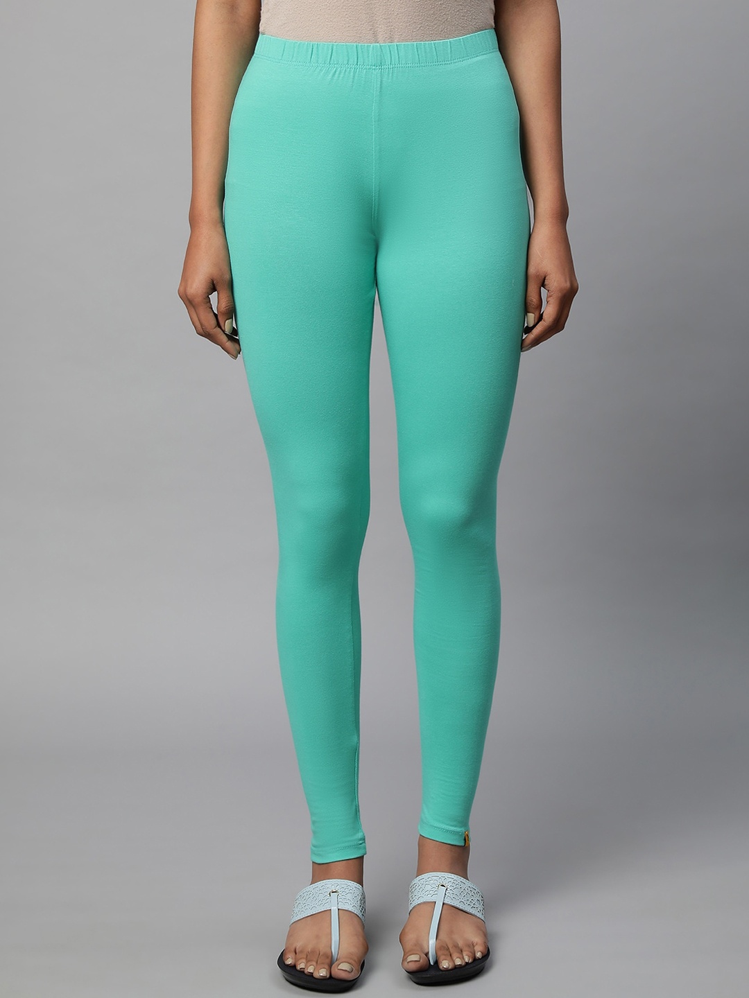 

AURELIA Cotton Lycra Mid-Rise Leggings, Green