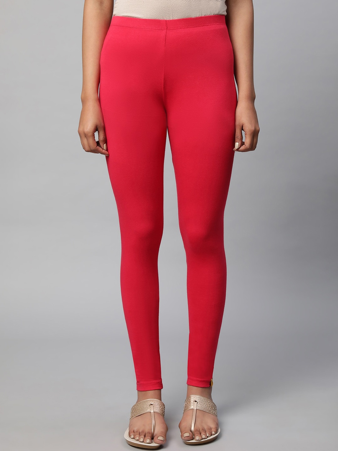 

AURELIA Cotton Lycra Mid-Rise Leggings, Red