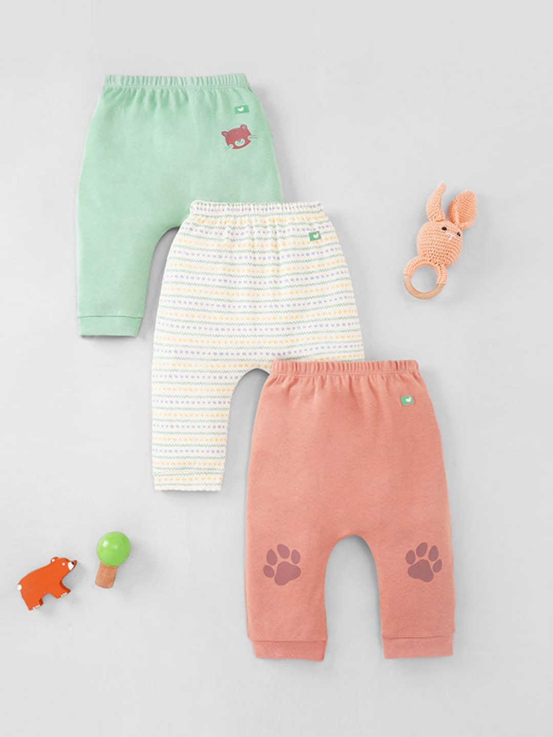 

Ed-a-Mamma Baby Infant Boys Pack Of 3 Pure Cotton Joggers, Green